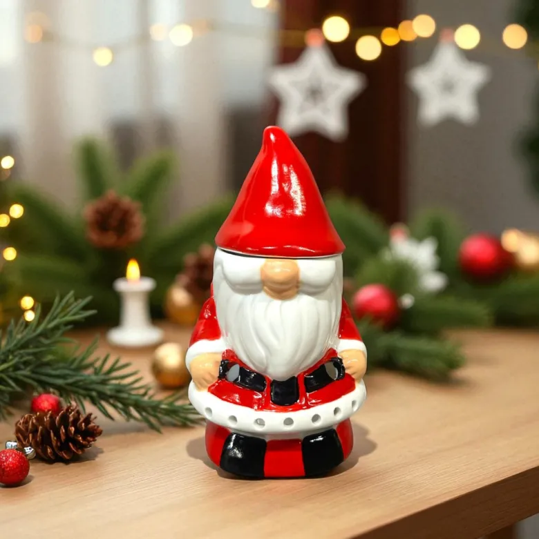 Brûle-parfum père noël en céramique – diffuseur huiles & cire parfumée
