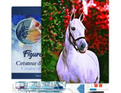 Broderie diamant cheval et fond coloré