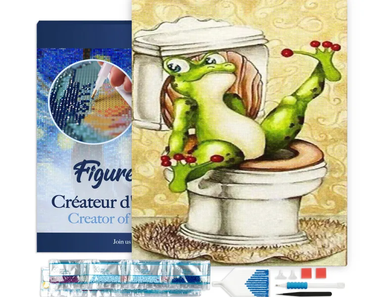 Broderie diamant la grenouille toilettes