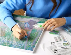 Broderie diamant oiseaux dans le jardin
