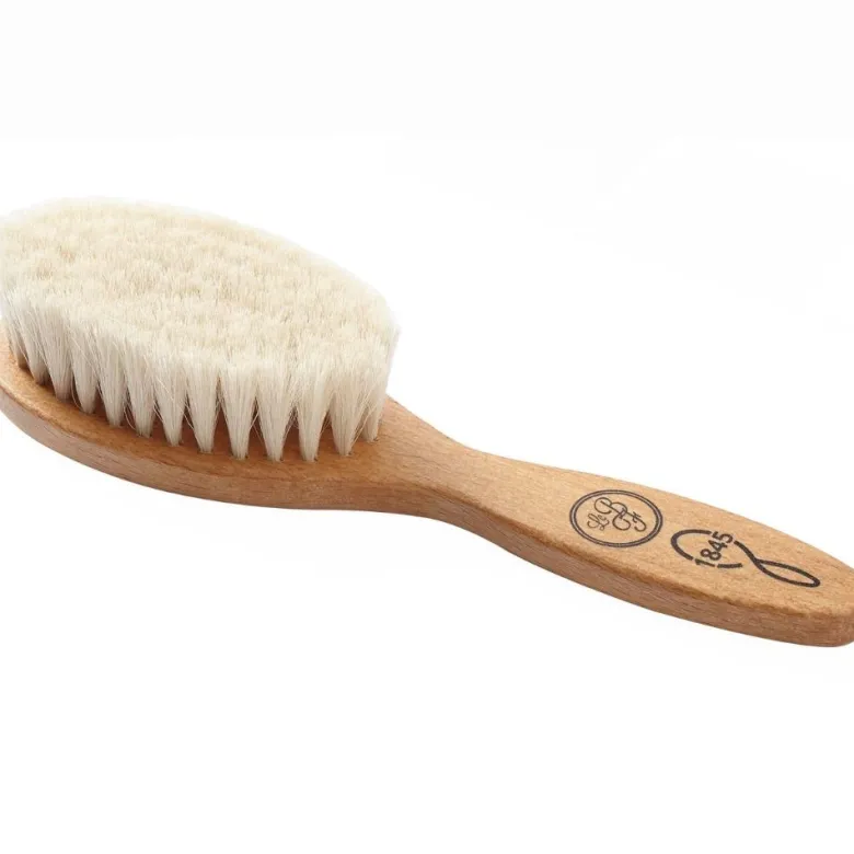 Brosse à cheveux bébé en hêtre rouge et soie de chèvre
