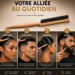 Brosse de précision cheveux et barbe, poils de sanglier, manche bois fsc