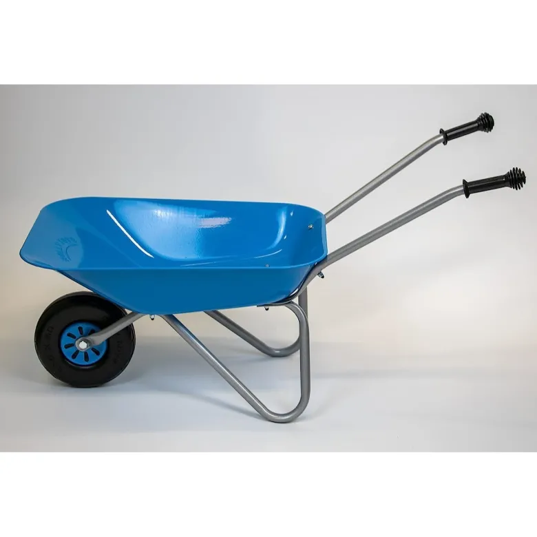 Brouette pour enfant en métal bleu-argen