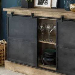 Buffet bois de manguier brossé et métal