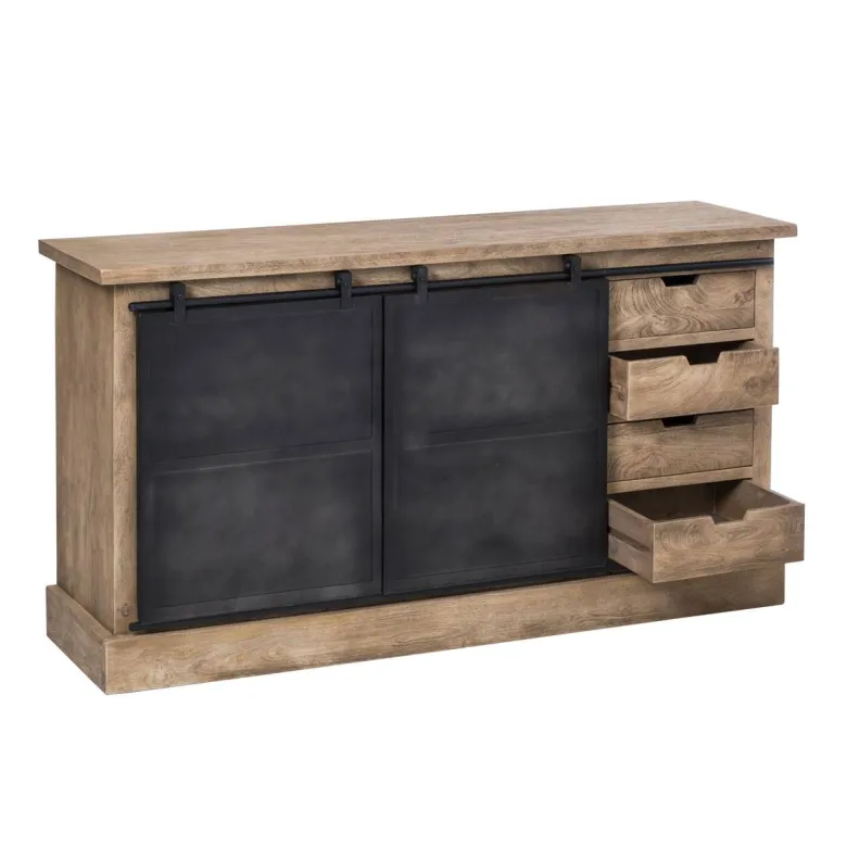 Buffet bois de manguier brossé et métal