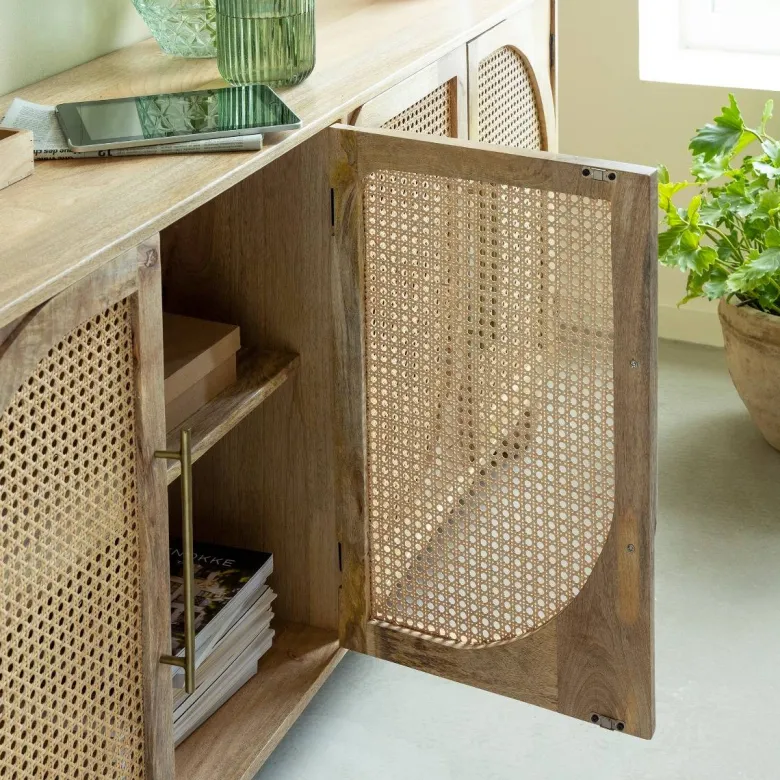 Buffet bois de manguier cannage