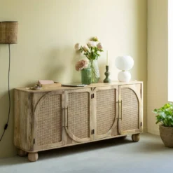 Buffet bois de manguier cannage