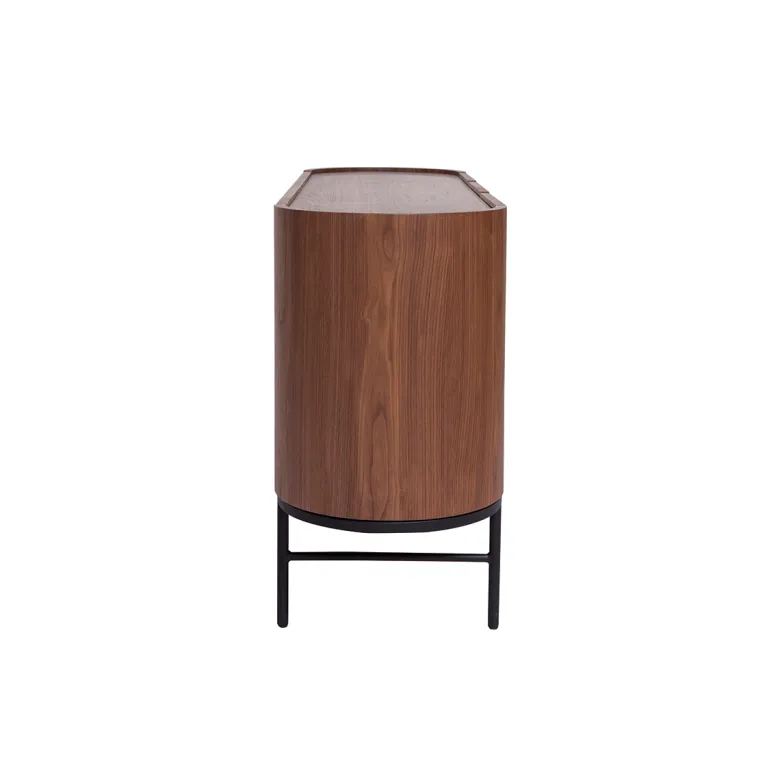 Buffet bois foncé noyer et métal noir 3 portes l160 cm skye