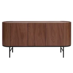 Buffet bois foncé noyer et métal noir 3 portes l160 cm skye