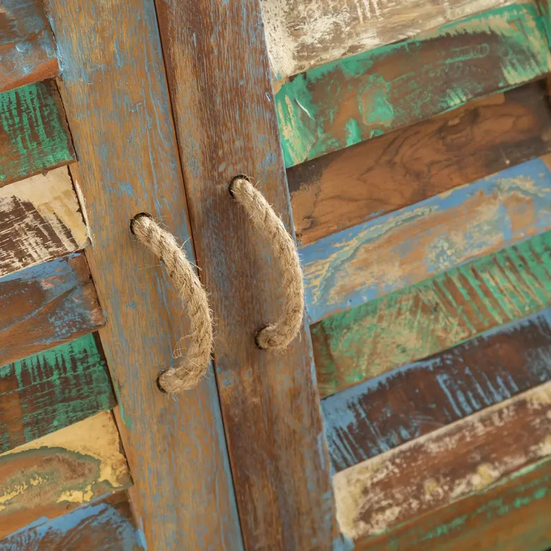 Buffet d'angle en bois coloré ethnik