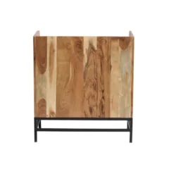 Buffet de rangement vinyles en bois massif et métal noir l76 cm blues