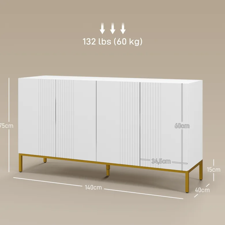 Buffet design contemporain graphique 4 portes 2 étagères