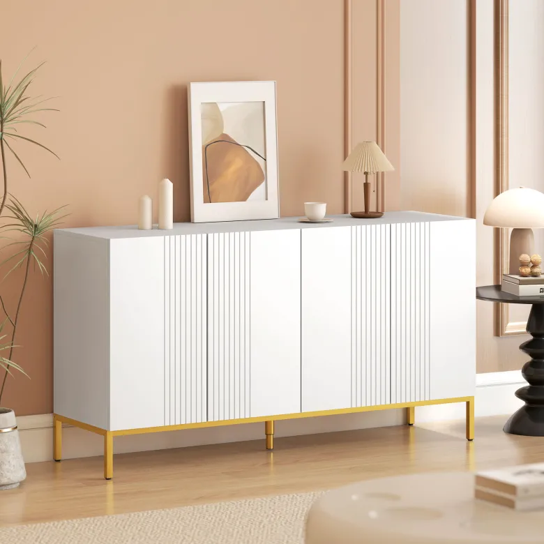 Buffet design contemporain graphique 4 portes 2 étagères