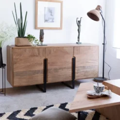 Buffet en bois de manguier et métal