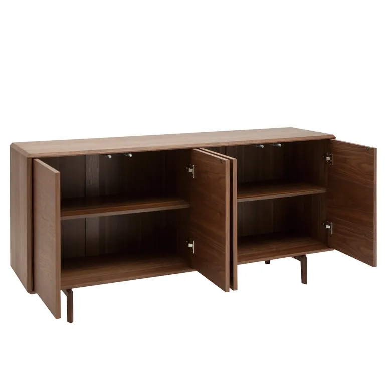 Buffet en bois foncé noyer 4 portes l160 cm suva