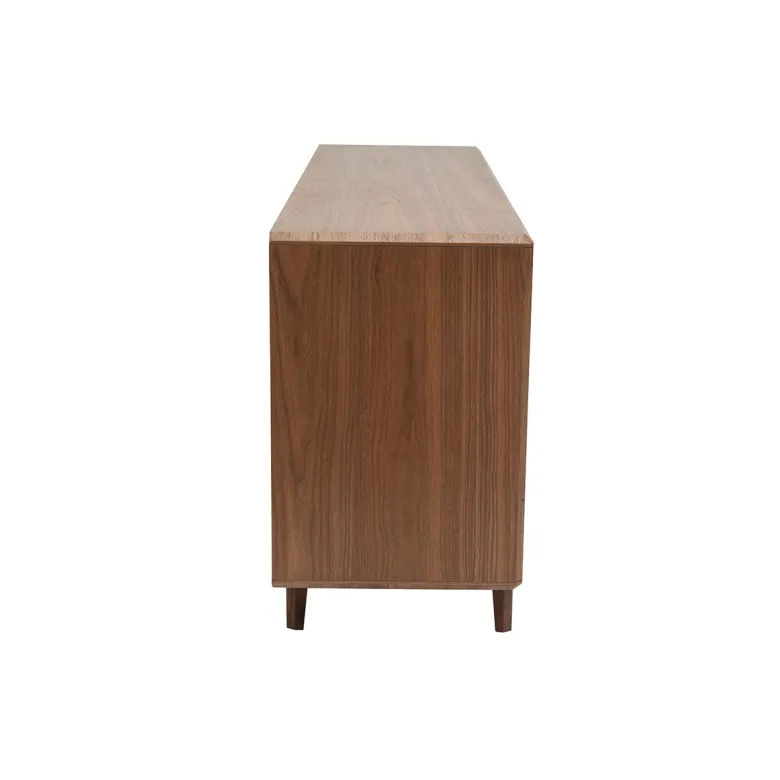 Buffet en bois foncé noyer 4 portes l160 cm suva