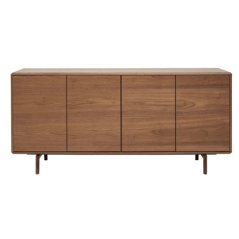 Buffet en bois foncé noyer 4 portes l160 cm suva