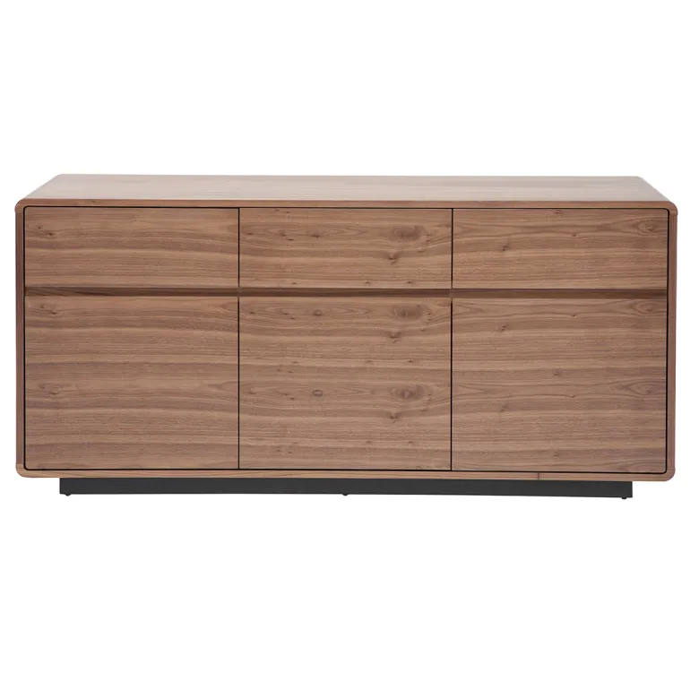 Buffet en bois foncé noyer 3 portes 3 tiroirs l160 cm jako