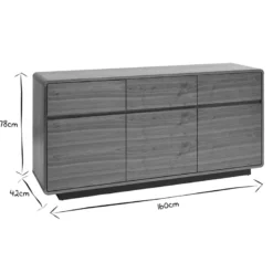 Buffet en bois foncé noyer 3 portes 3 tiroirs l160 cm jako
