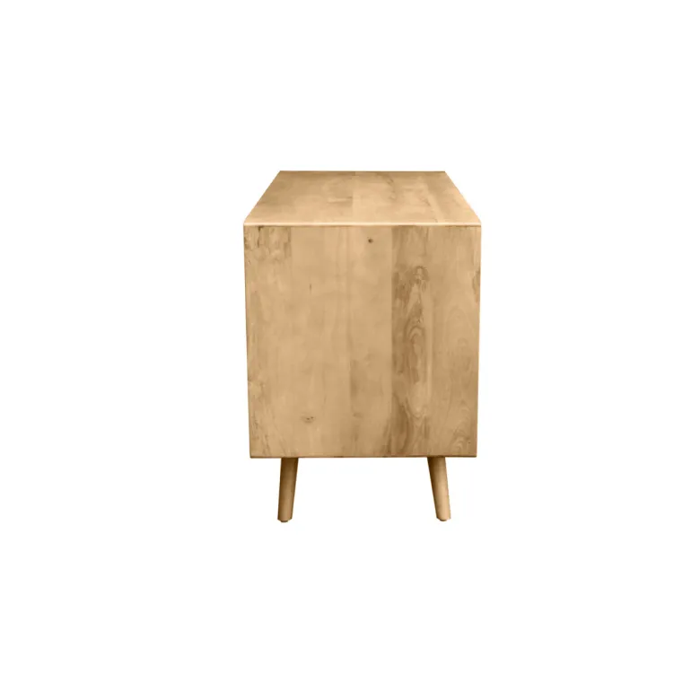Buffet en bois manguier et cannage rotin 2 portes coulissantes l135 cm acange
