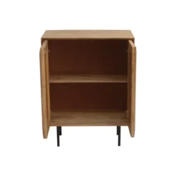Buffet en bois manguier massif gravé et métal noir 2 portes l70 cm agra