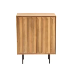 Buffet en bois manguier massif gravé et métal noir 2 portes l70 cm agra