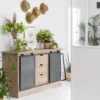 Buffet en manguier brossé et métal gris
