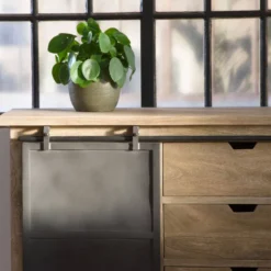 Buffet en manguier brossé et métal gris