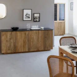 Buffet en manguier et marbre