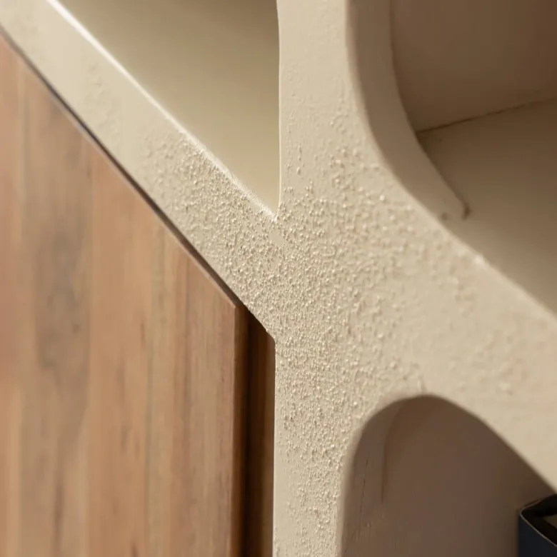 Buffet en mdf effet béton et acacia