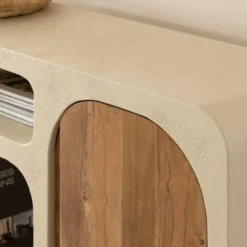 Buffet en mdf effet béton et acacia