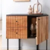 Buffet haut en bois d'acacia et métal