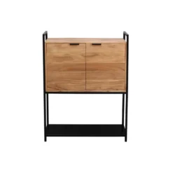 Buffet haut en bois massif et métal noir 2 portes l85 cm arthus