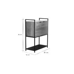 Buffet haut en bois massif et métal noir 2 portes l85 cm arthus