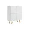 Buffet haut gravé blanc mat et métal doré 4 portes l86 cm ozen