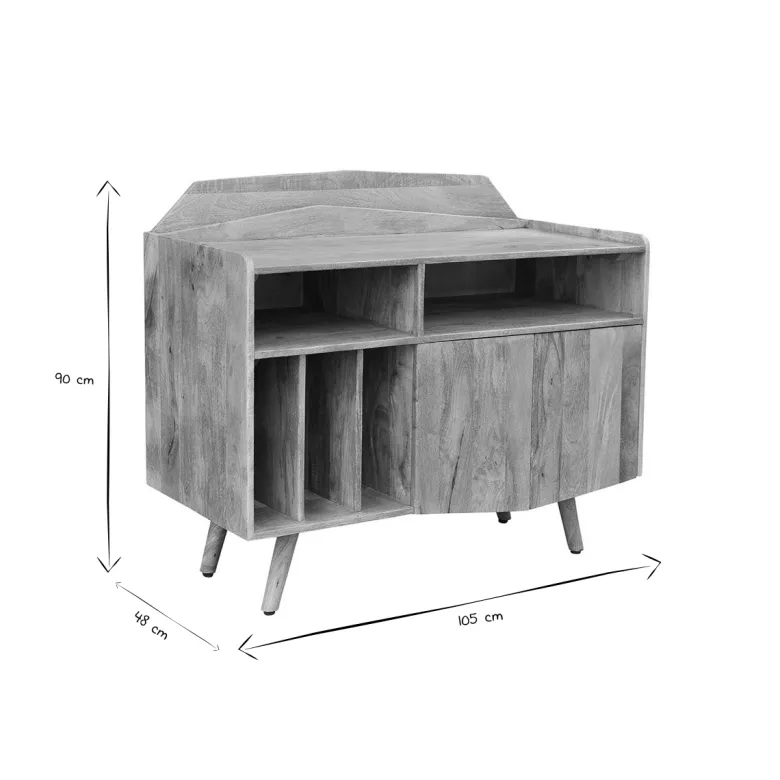 Buffet meuble de rangement vinyles en bois manguier massif l105 cm matahari