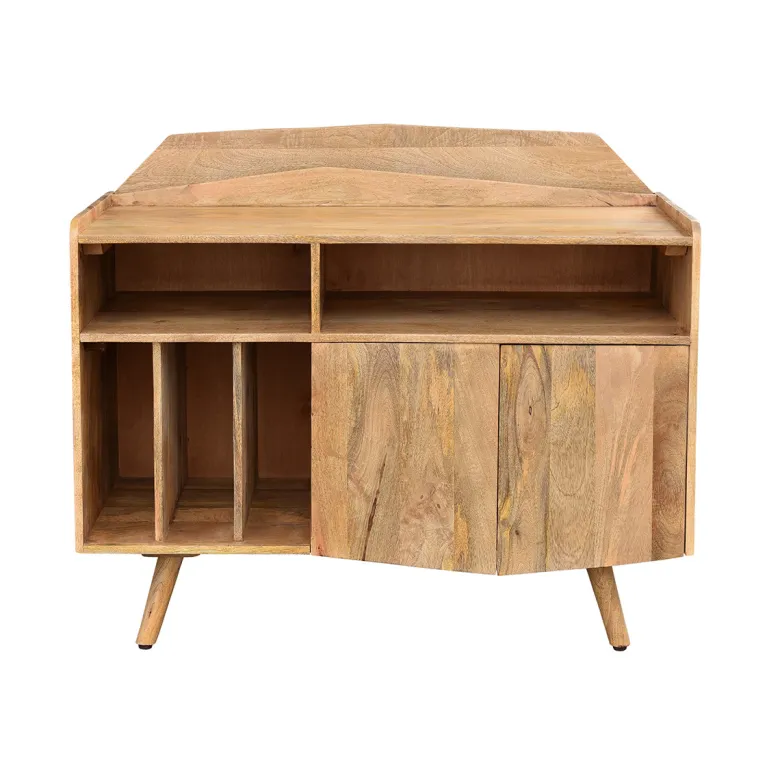 Buffet meuble de rangement vinyles en bois manguier massif l105 cm matahari