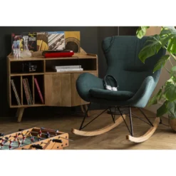Buffet meuble de rangement vinyles en bois manguier massif l105 cm matahari