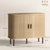 Buffet style scandinave 2 portes coulissantes acier noir aspect bois clair