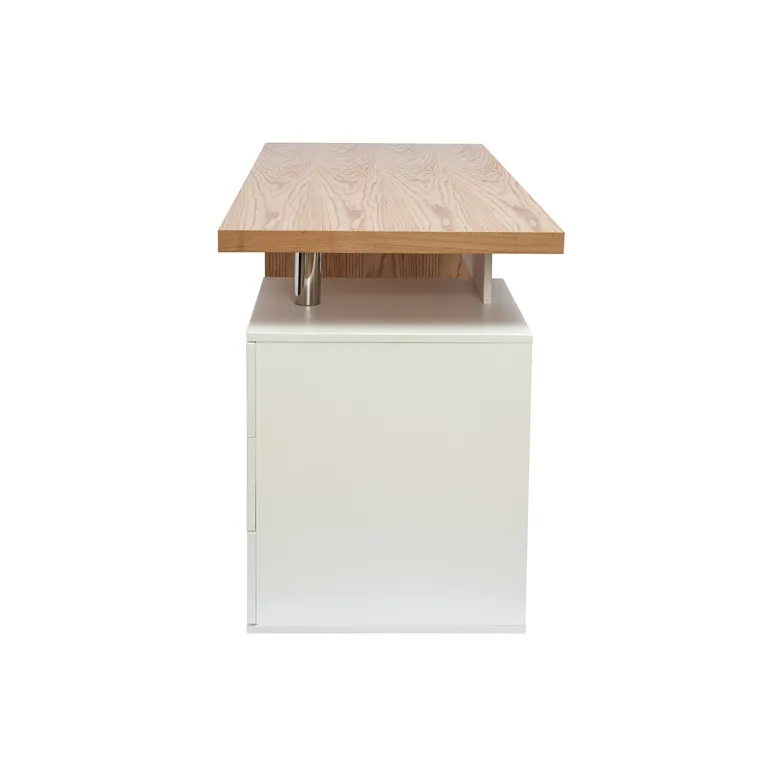 Bureau avec rangements 3 tiroirs bois clair chêne et blanc l140 cm calix