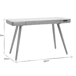 Bureau connecté multimédia avec tiroir en verre et bois clair l120 cm clever