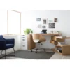 Bureau modulable avec rangements 2 tiroirs bois clair l140-218 cm max