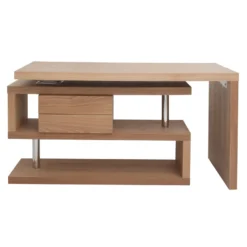 Bureau modulable avec rangements 2 tiroirs bois clair l140-218 cm max