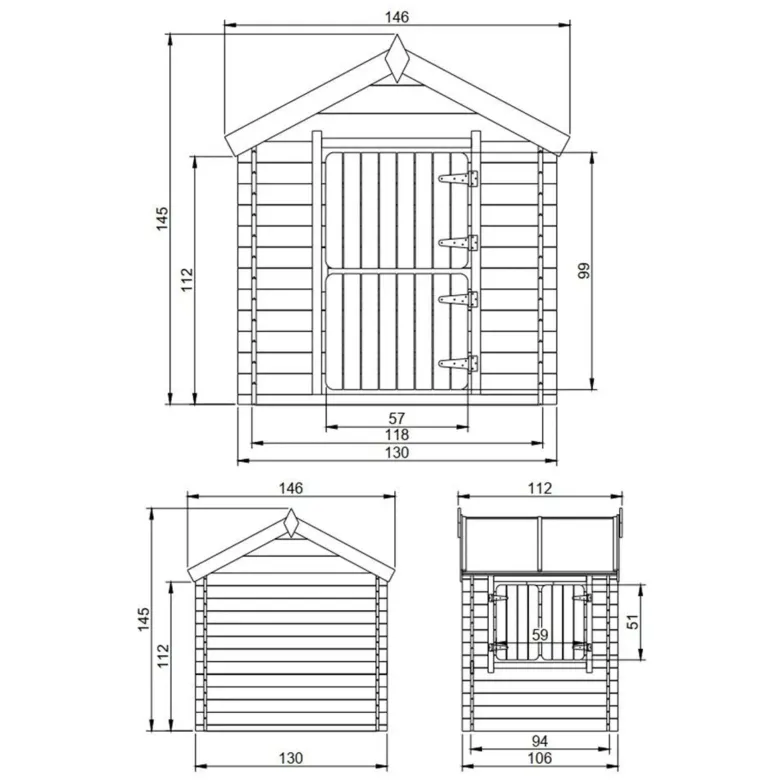 Cabane enfant exterieur 1.1m2 - avec plancher - 146x112xh145cm