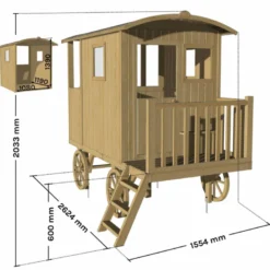 Cabane roulotte en bois sur pilotis pour