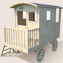 Cabane roulotte en bois sur pilotis pour