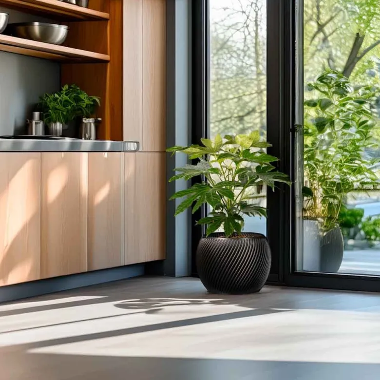 Cache-pot design spirilus gris anthracite