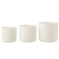 Cache-pot en poterie effet facettes blanc d14*h13cm