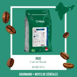 Café bio - inde kerala - pur robusta - grain 250g