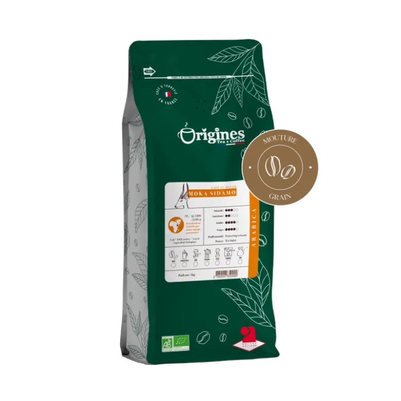 Café bio - moka sidamo - pur arabica - grain 1kg